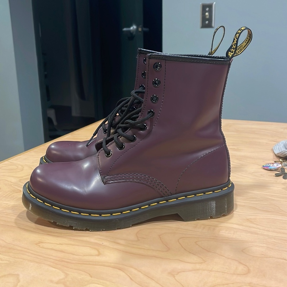 Dr. Martens 1460 Smooth Leather Lace-Up Boot in Cherry Red
